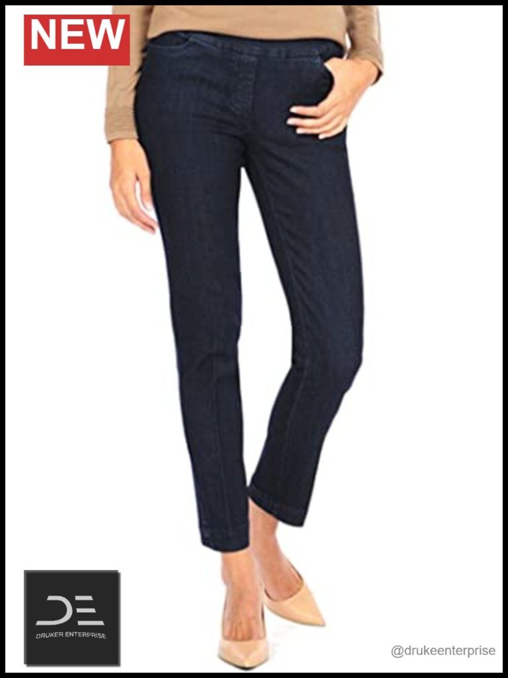 Women's Straight-Leg Pull-On Pants with Pockets, Tummy Control Stretch